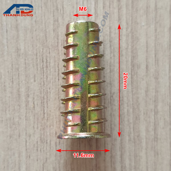 Ốc cấy gỗ có vành m6x25