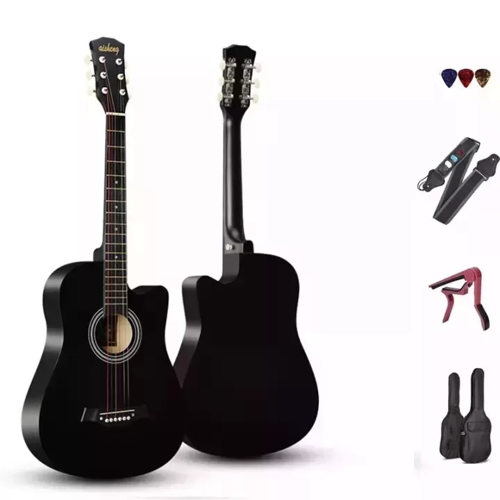 Guitar cho người mới bắt đầu, 38 inch, kèm túi đựng guitar trong suốt, guitar trong suốt 38 inch, bộ đầy đủ, guitar acoustic
