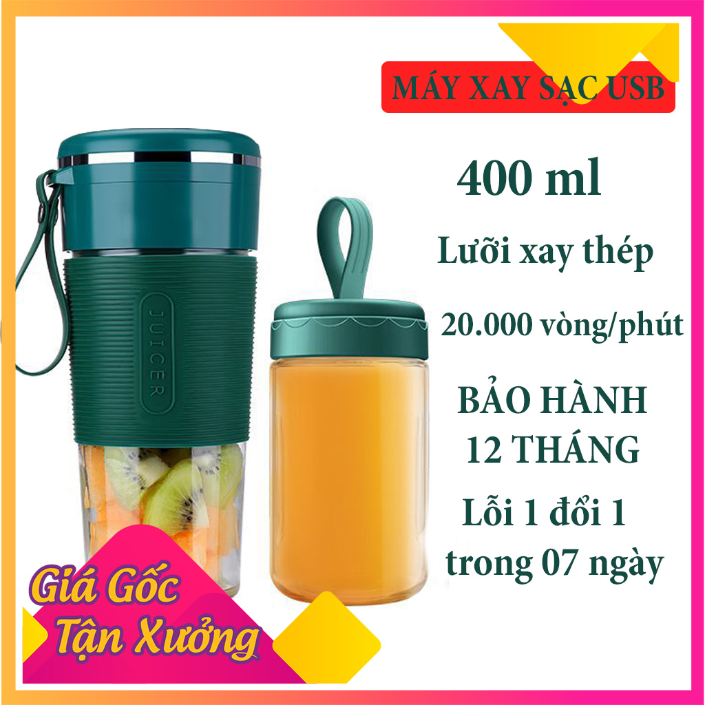 Máy xay sinh tố mini cầm tay Juicer cup, xay đá viên hoa quả, sạc USB