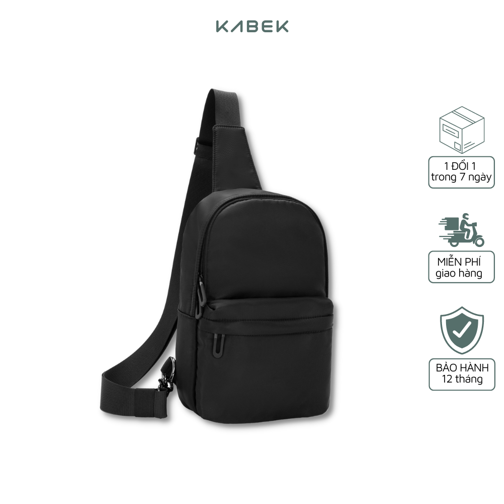 Túi Đeo Chéo Nam Thời Trang Chống Nước Đeo Bao Tử Bụng Màu Đen Balo 1 Quai KABE69