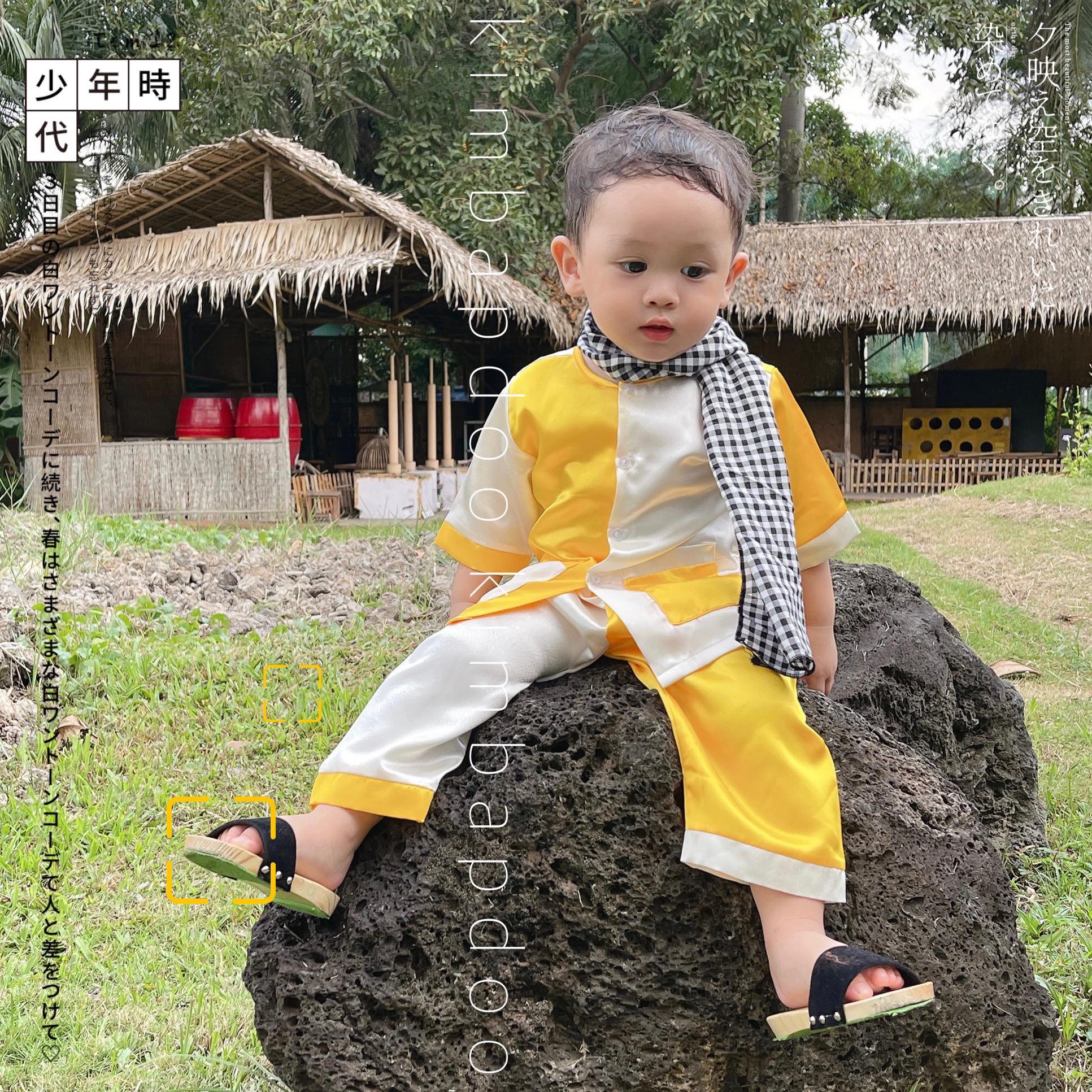 Bà ba cho bé - bà ba vàng trắng mềm mát cho bé đi chơi, đi hội