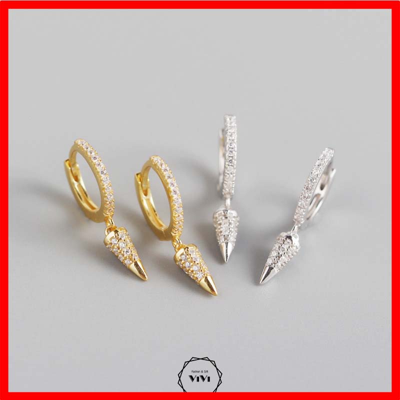 Bông tai Bạc 925 cao cấp kiểu khuyên tròn Comatter – khuyên tai ViVi_Gift