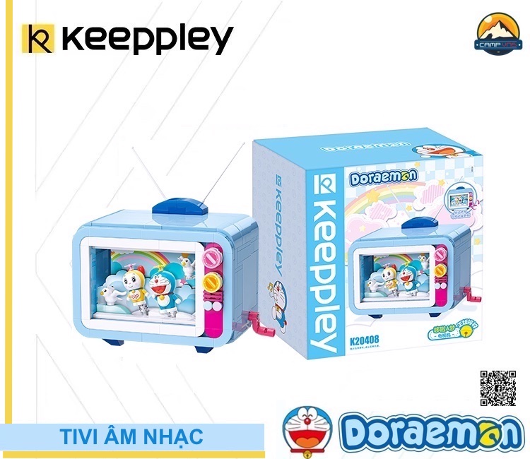 Đồ chơi lắp ráp xếp hình Doraemon Tivi âm nhạc K20408 chính hãng Keeppley