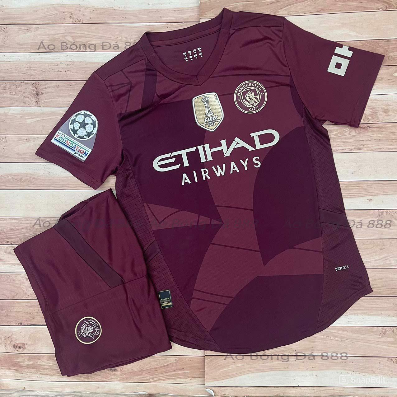 Bộ Quần Áo Bóng Đá CLB Manchester City Sân Khách 24/25 Màu Xanh - Vải Polyester Gai Thái Cao Cấp