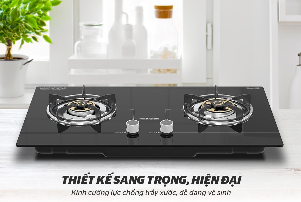 Bếp gas âm kính sunhouse shb5525-sg