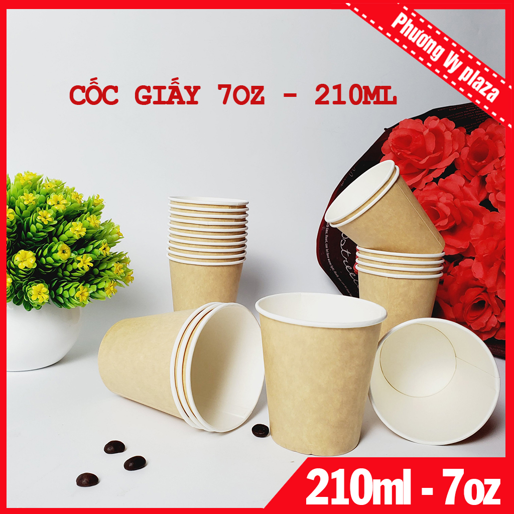 50 ly giấy 210ml - 7oz màu nâu cốc giấy nhập khẩu hàn quốc