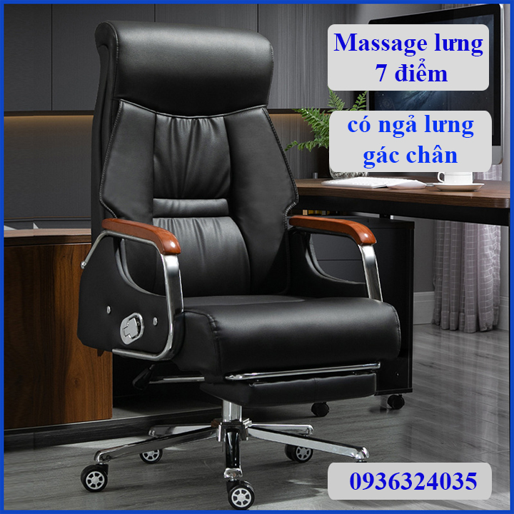 Ghế Giám Đốc Bọc Da Có Ngả Lưng Massage Thông Minh Premium Pro5 Ghế Xoay Thư Giãn Rung Masage 7 Điểm