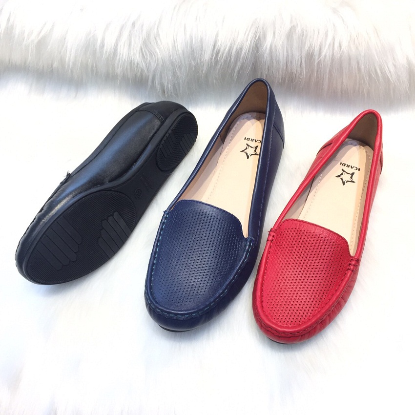 [CÓ QUÀ TẶNG]Giày Lười Bệt MoCa Loafers Nữ Da Thật Đục Lỗ Laze, Đế Đúc Cao Su Siêm Êm-Bền-Đẹp+Tặng Kèm 1 Cặp Lót Giày Silicon 4D Giá 15k_ThienDat.Official