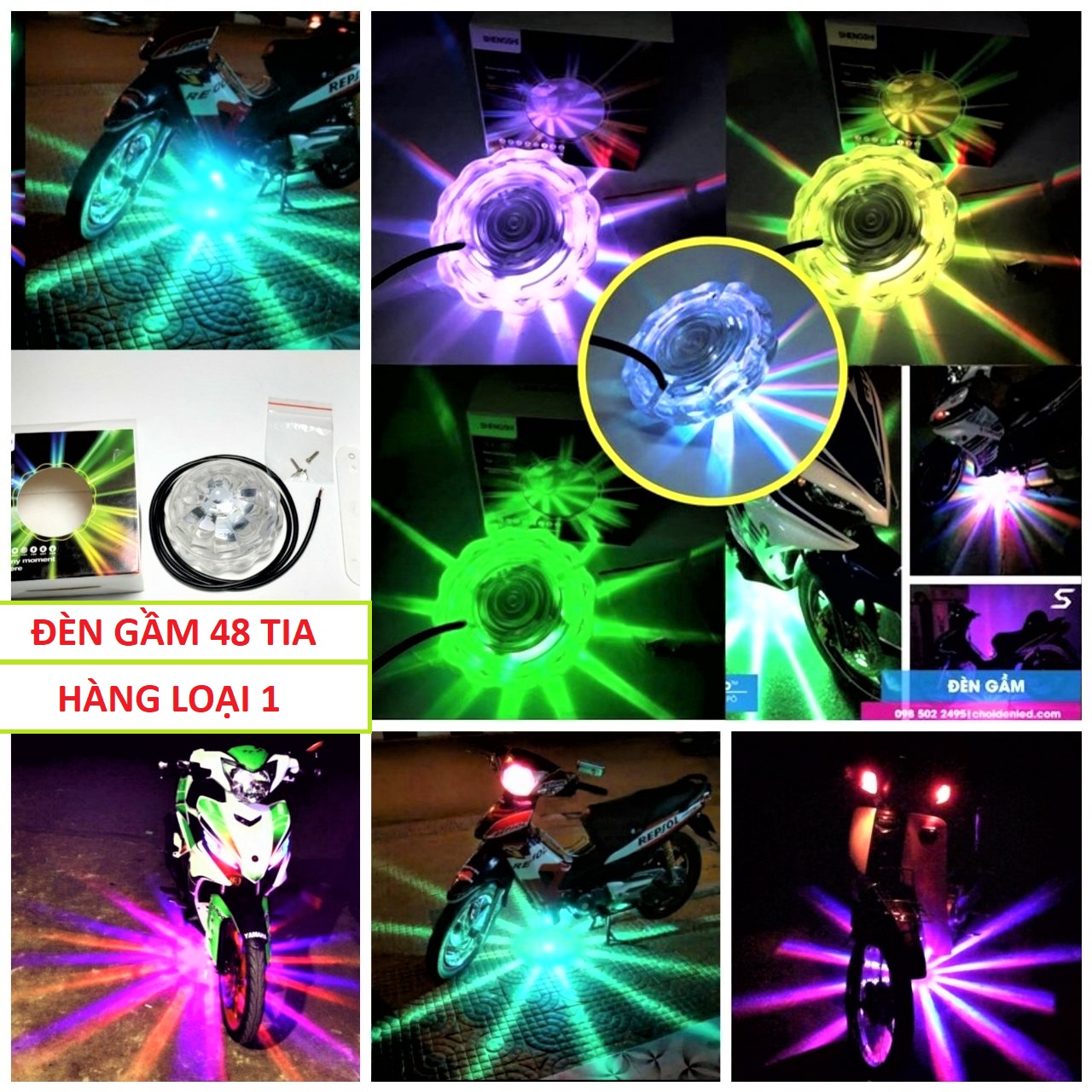  Đèn gầm 48 tia đảo màu cực đẹp nhiều chế độ hiệu ứng lắp các loại xe máy ô tô xe điện mẫu mới loại tốt  phụ kiện đồ chơi đèn trang trí xe máy 