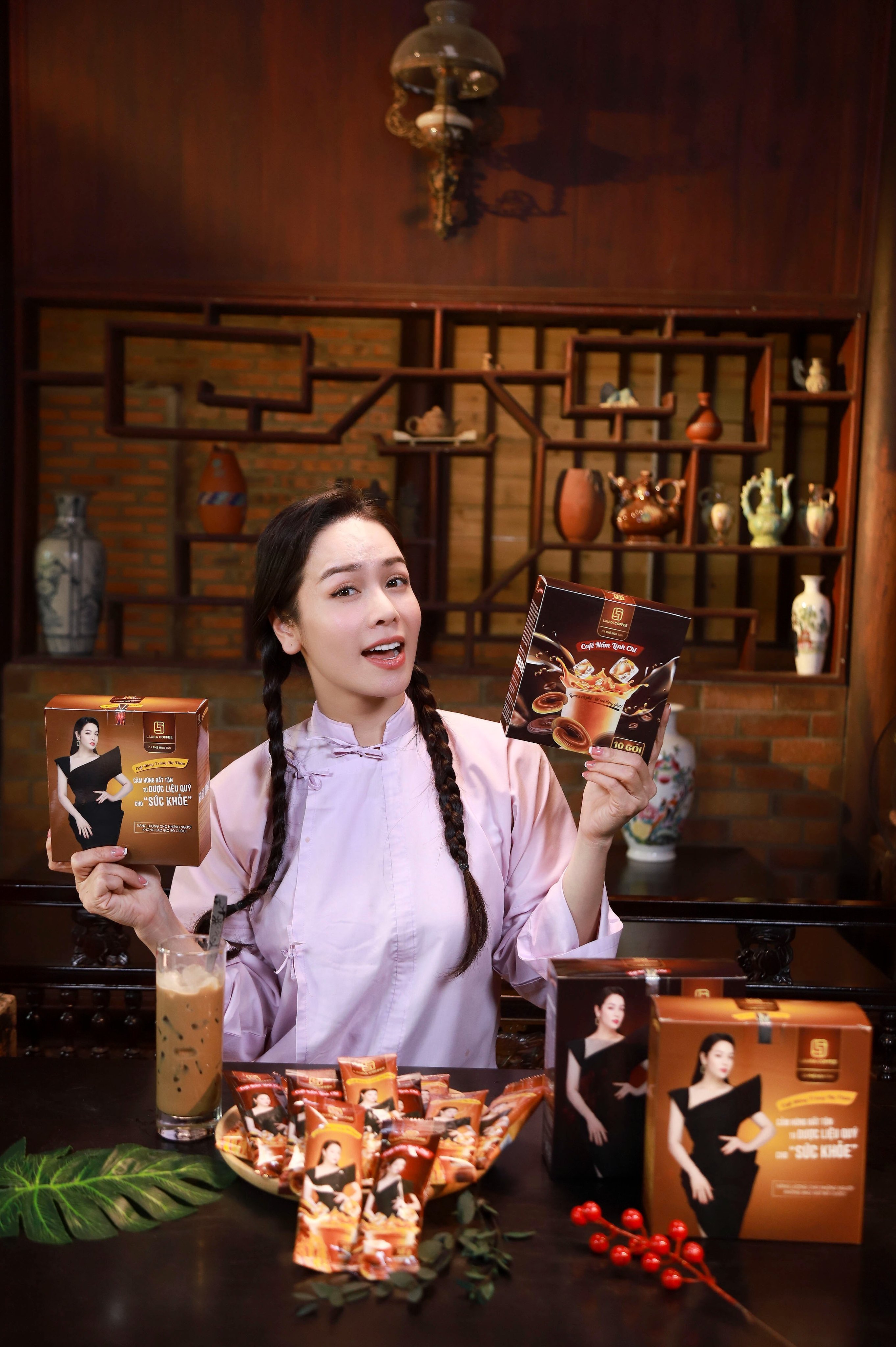 Cà phê nấm linh chi, đông trùng hạ thảo Laura Sunshine