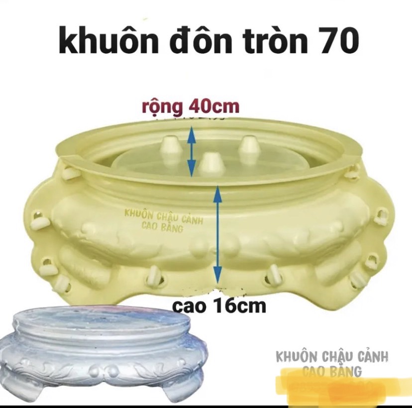 Khuôn đúc chân đôn Tròn 70, Chất liệu nhựa ABS cao cấp, Dùng làm chậu cây cảnh xi măng