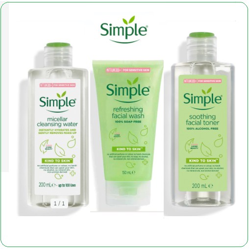 Combo 3 simple làm sạch cân bằng da 150ml & 200ml & 125ml/chai