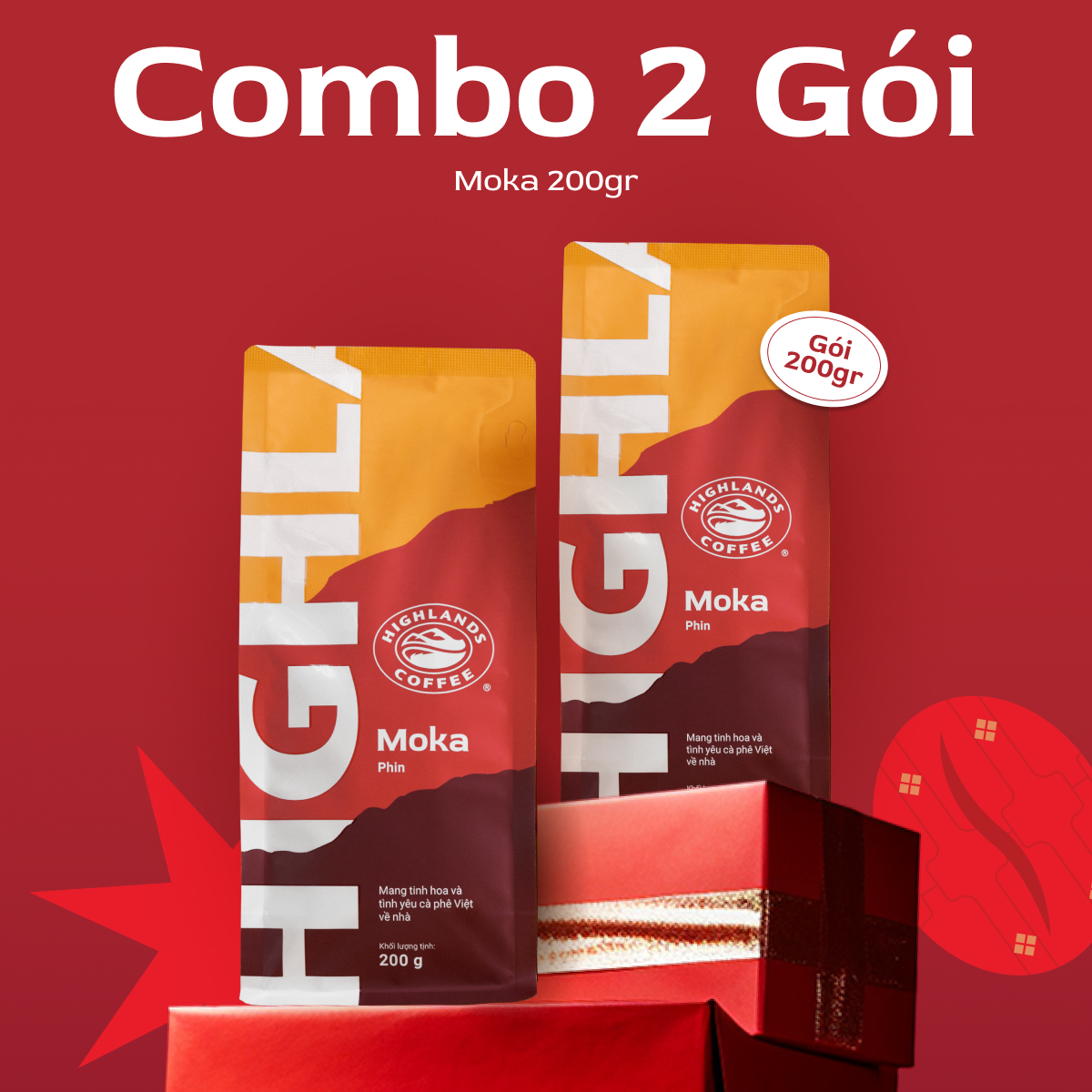   Voucher 30K cho đơn từ 859K  COMBO 2 gói Cà phê rang xay Moka Highlands Coffee 200g 