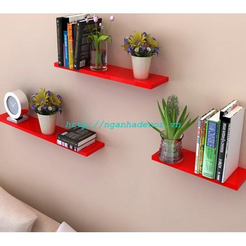 Kệ gỗ treo tường 3 thanh ngang kệ treo tường Dài 80 , Sâu 15cm