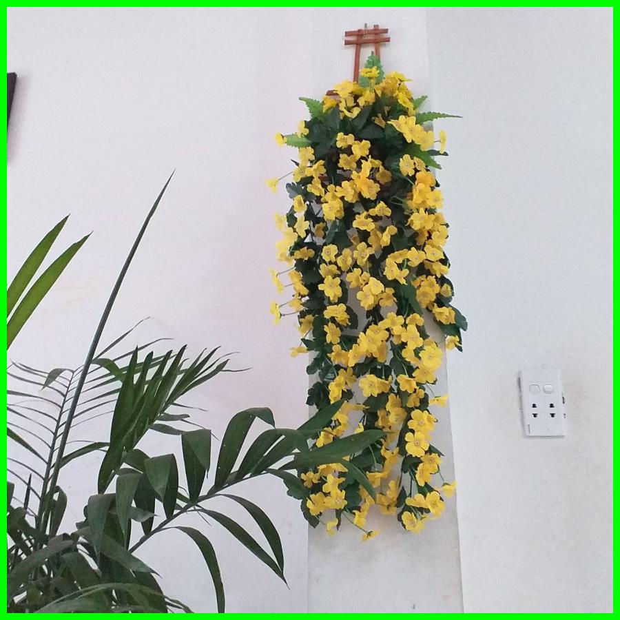 Hoa giả - Giỏ Hoa May Mắn Treo Tường Monisa Gift- Hoa giả đẹp trang trí - Hoa Vải Lụa Cao Cấp Đẹp