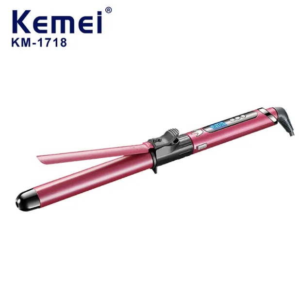 Máy uốn tóc xoay trục 360 độ có chỉnh nhiệt size 25 kemei km 1718