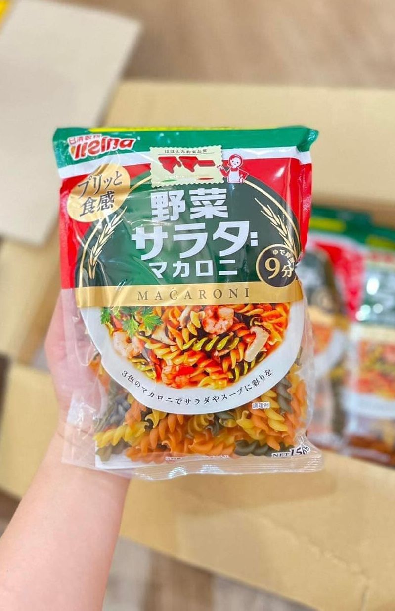 Nui Xoắn Rau Củ Macaroni Nisshin Nhật Bản gói 150gr cho bé từ 9m+