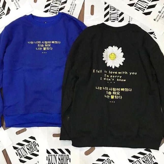 [Hoa Fashion] Áo Nỉ Nam Nữ Form rộng In Họa Tiết Hoa Cúc Cực Xinh