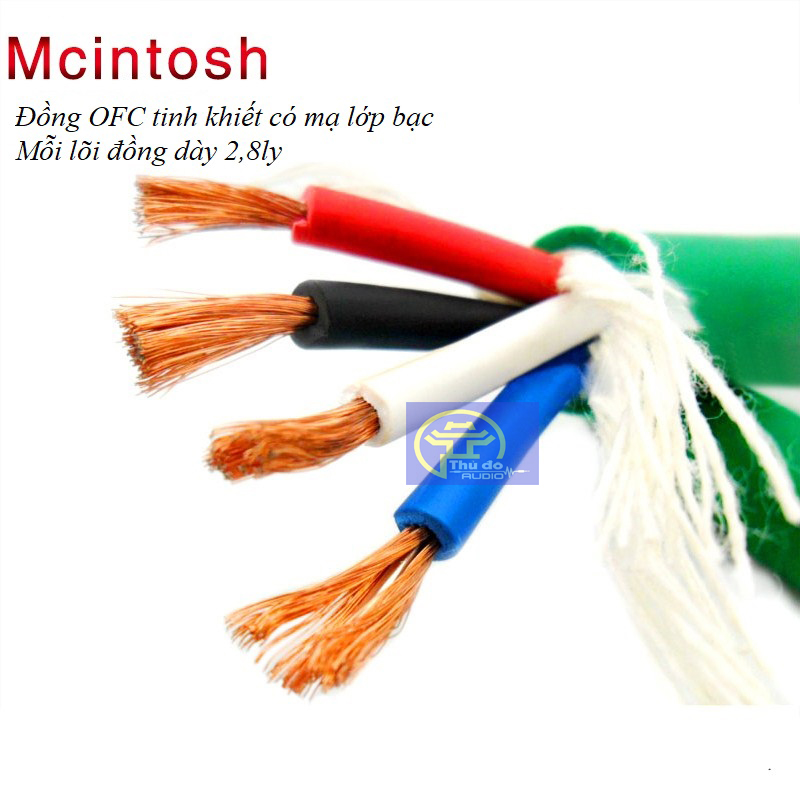 Đơn giá 1met - Dây loa Mcintosh 4 lõi đồng mạ bạc hàng cao cấp Dây loa 4 lõi