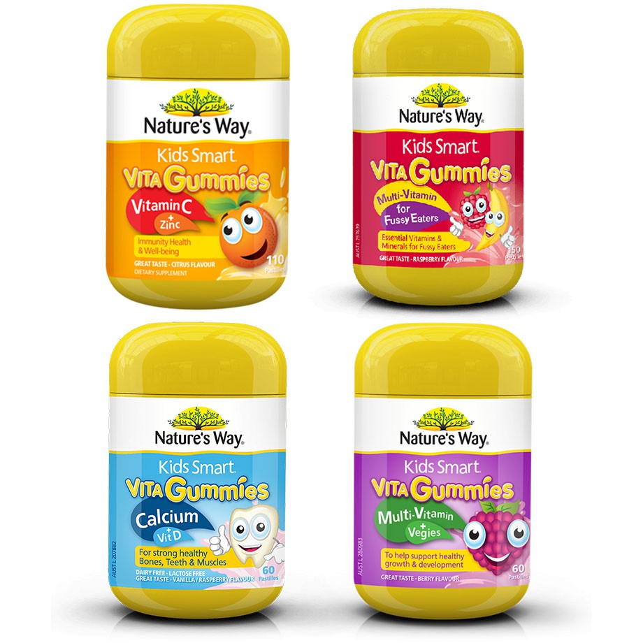 Kẹo Gummies Nature s Way Kids Smart Vita, 60 viên - Gum rau - Tem Chemist