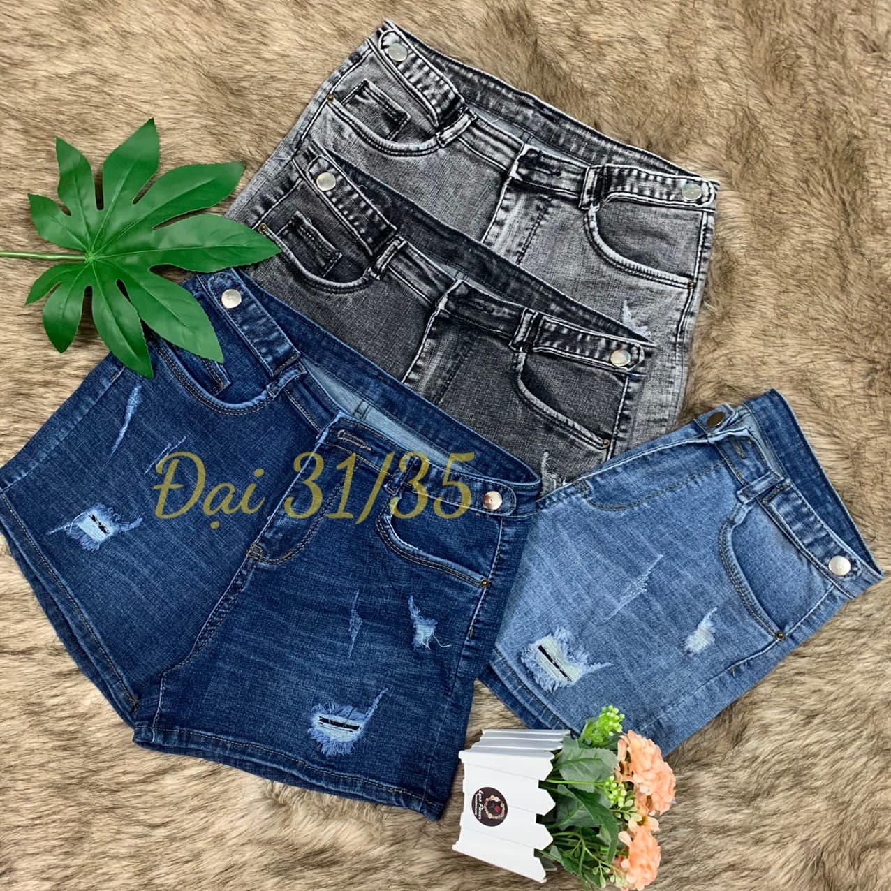 Quần sọt jean size đại thêu hoa shop phương châu
