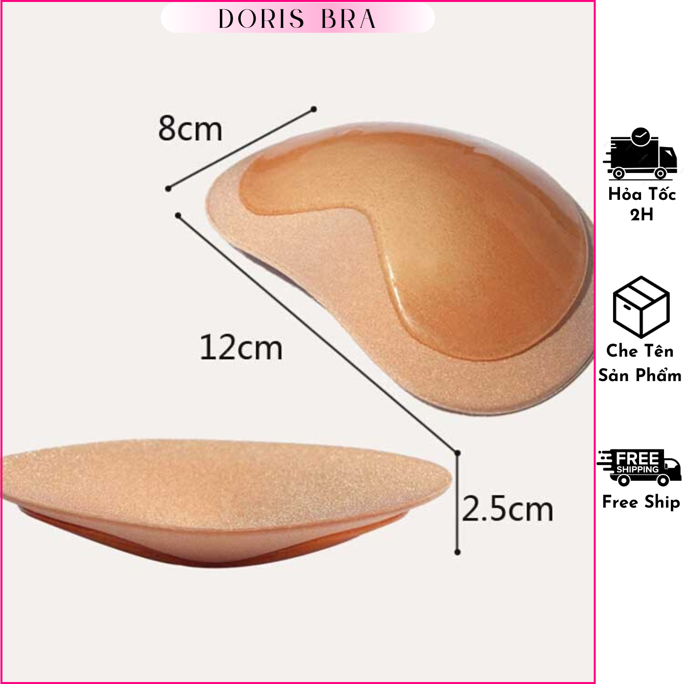 Miếng dán độn nâng ngực, miếng dán độn áo lót dùng nhiều lần - Doris.Bra