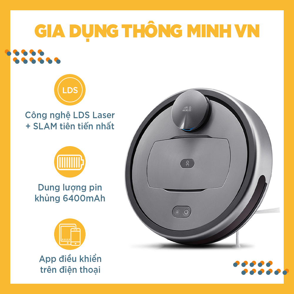 Robot hút bụi lau nhà thông minh puppyoo r6 home - hàng chính hãng bảo hành 12 tháng
