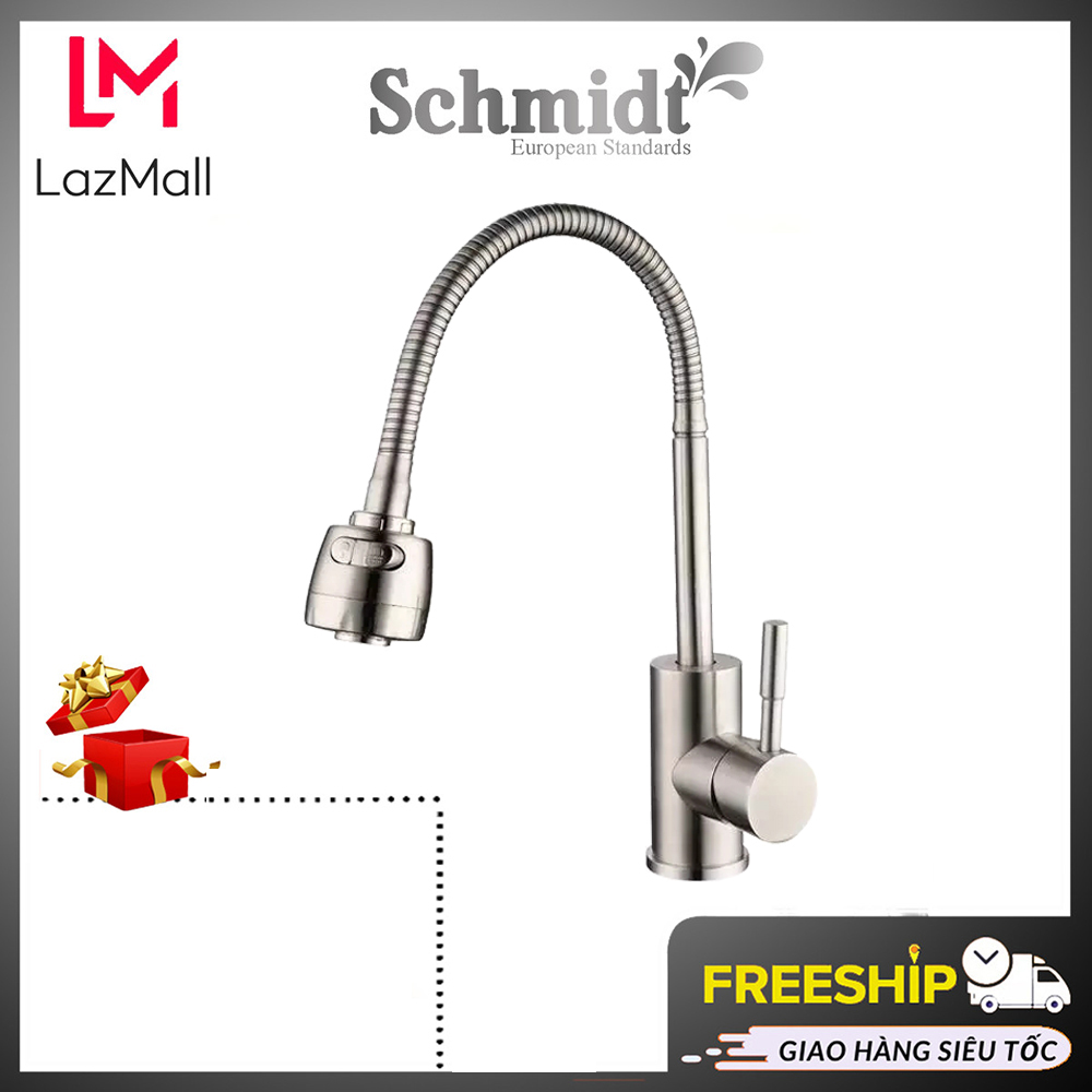 Vòi Rửa Chén Bát Đơn Lạnh Schmidt L-524 Vòi Rửa Có Cần Bẻ Lò Xo Xoay 360 Độ Inox SUS 304 – Hàng Chính Hãng