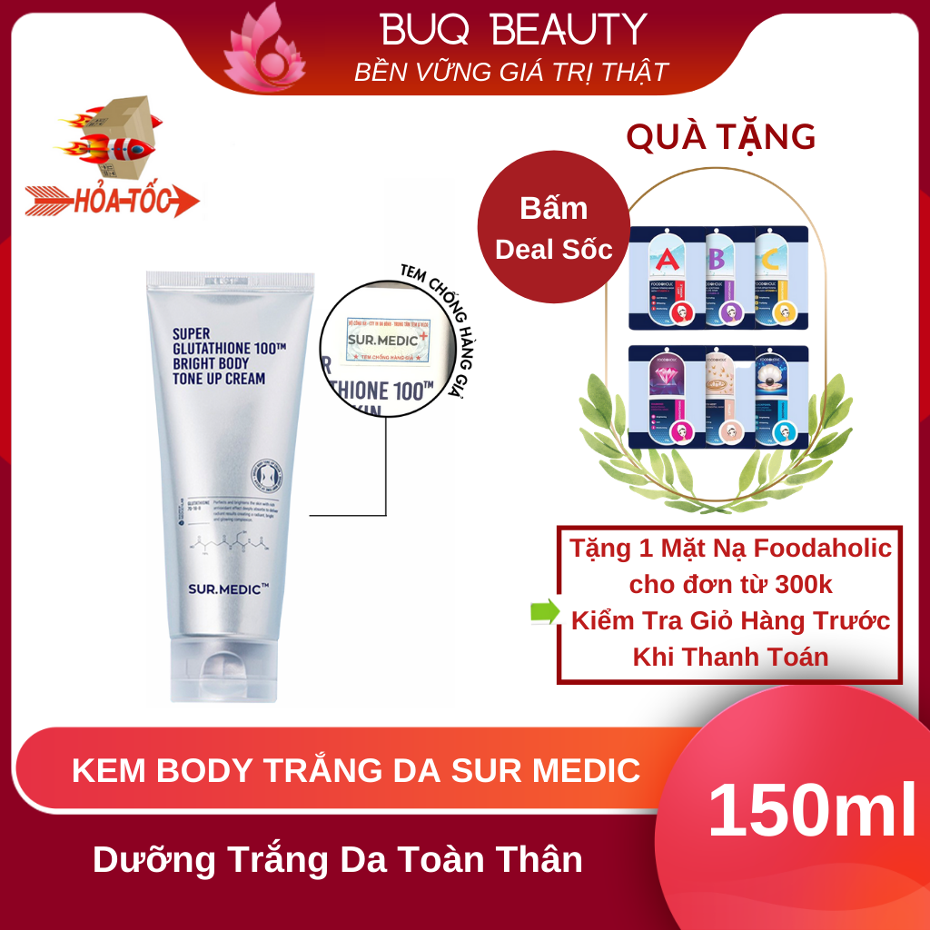 Kem Dưỡng Thể Dưỡng Trắng Da Toàn Thân Sur Medic Super Glutathione body Tone Up - Sur.medic body