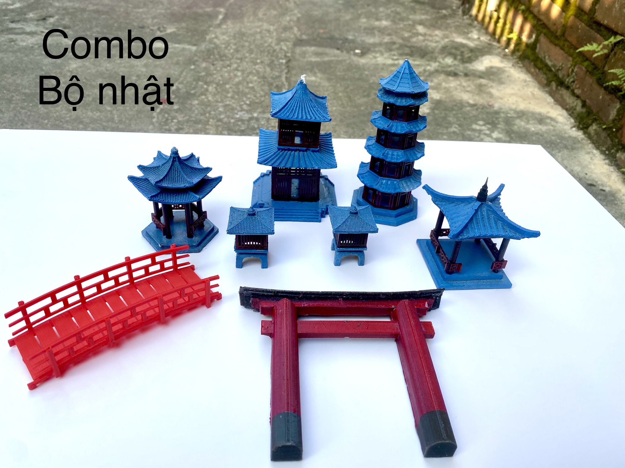 Combo bộ nhà mini nhật bản - phụ kiện trang trí tiểu cảnh, bể cá, thuỷ sinh, sân vườn, hòn non bộ