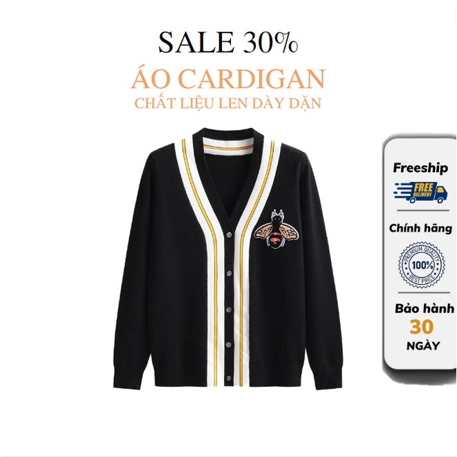 Áo khoác len Cardigan Gucci Bee - Áo Cardigan GC Thêu Hình Con Ong