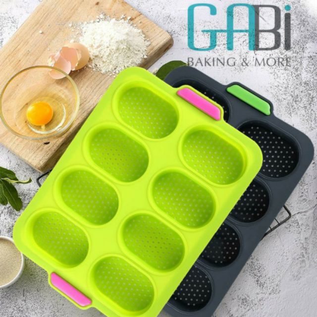 Khuôn silicon làm bánh mì 8 ô có lỗ