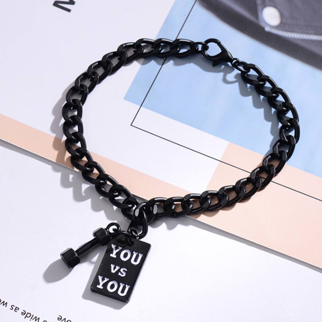 Vòng đeo tay nam nữ, mặt khắc chữ thời trang độc đáo, bằng thép titan chống nước không bạc màu