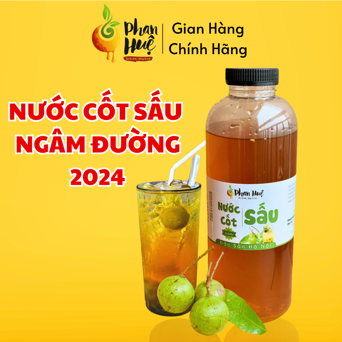 Nước Cốt Sấu Ngâm Đường ( 1Kg ) Phan Huệ Đặc Biệt, thức uống giải nhiệt mùa hè, đặc sản Hà Nội