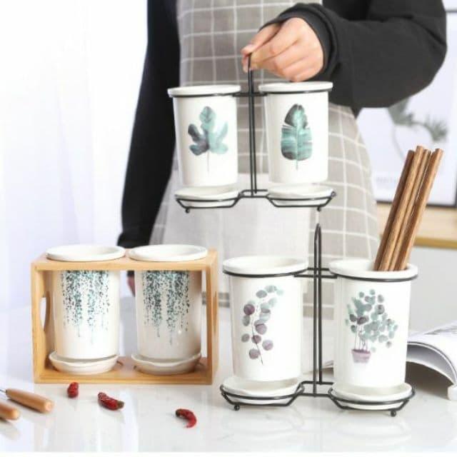 Bộ ống đũa sứ hình lá