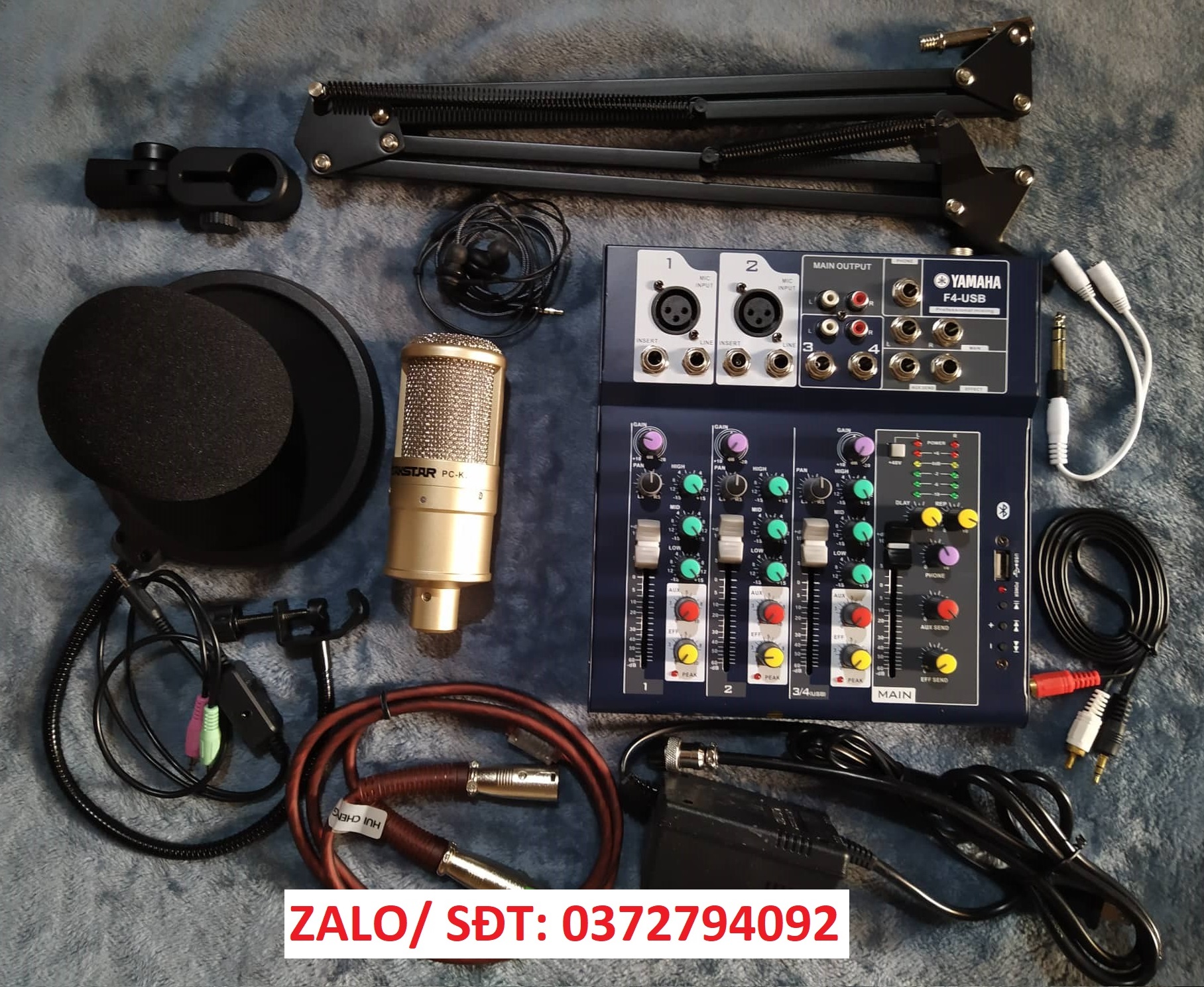 Combo thu âm livestream mic Takstar PC-K200 và Mixer F4 + Màng lọc kẹp bàn, tặng tai nghe