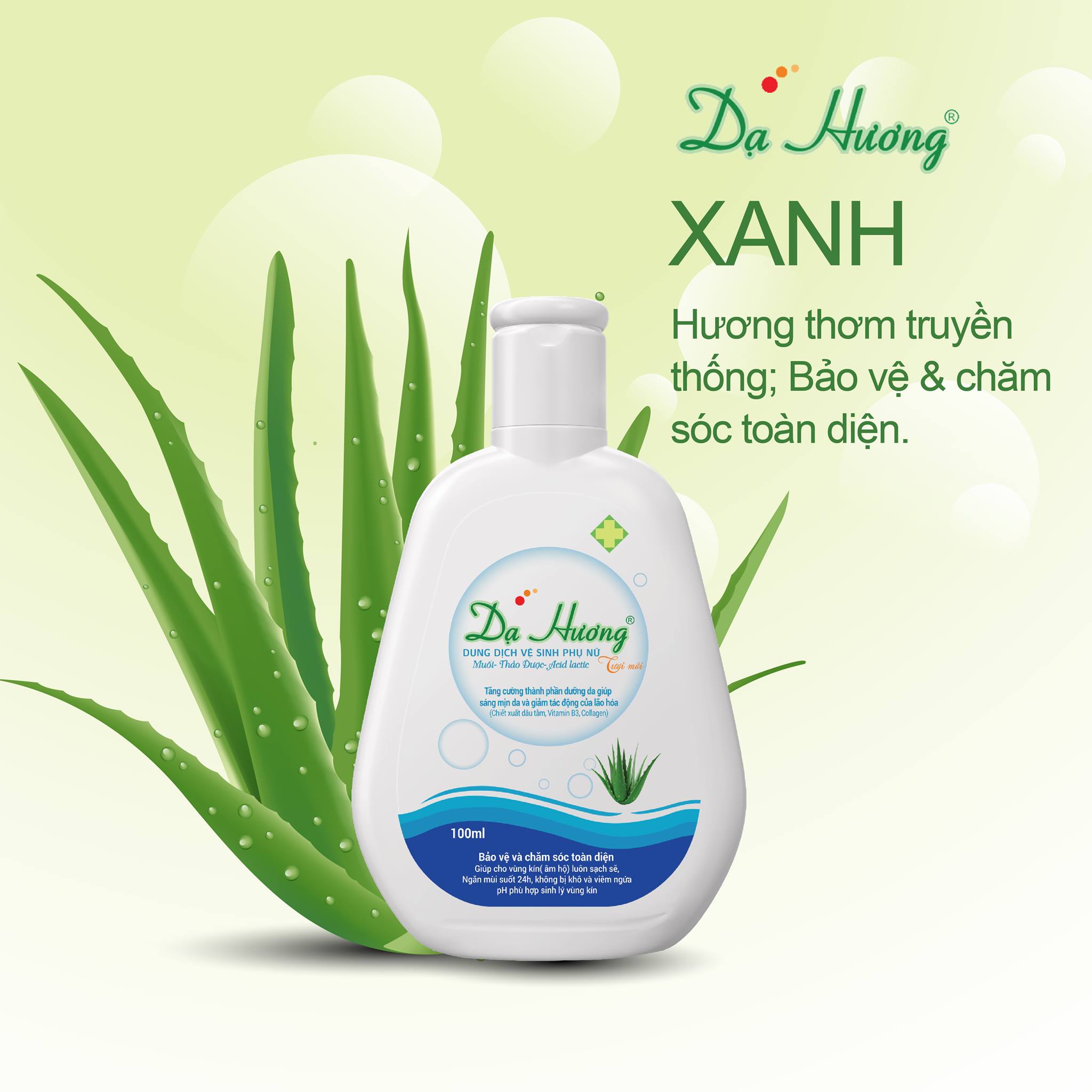 Dung dịch vệ sinh phụ nữ Dạ Hương xanh chai 100ml