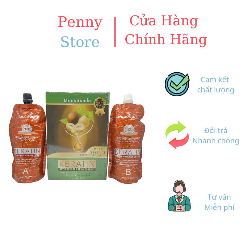 Nhuộm Đen Thảo Dược Phủ Bạc Macadamia Không Dính Da Đầu ( Chính Hãng) 500*2ML