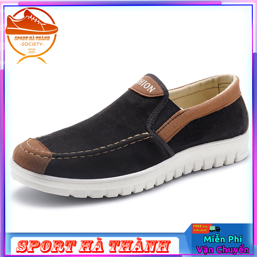 Giày lười da lộn nam - Giày lười Nam Fashion đen nâu đế ma sát cực tốt - Giày sneaker thời trang Shop SPORT HÀ THÀNH