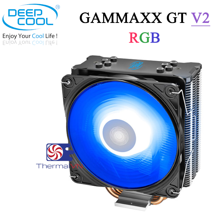 Quạt tản nhiệt cpu DeepCool GAMMAXX GT V2 - Hiệu ứng RGB 16.7 triệu màu rực rỡ, 4 ống đồng dẫn nhiệt hiệu quả