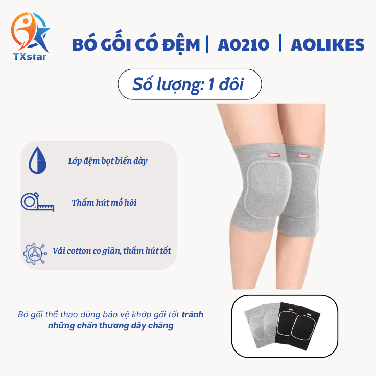 Bó gối thể thao cao cấp có đệm (2 chiêc) bảo vệ đầu gối khi chơi bóng chuyền, tập gym, yoga...