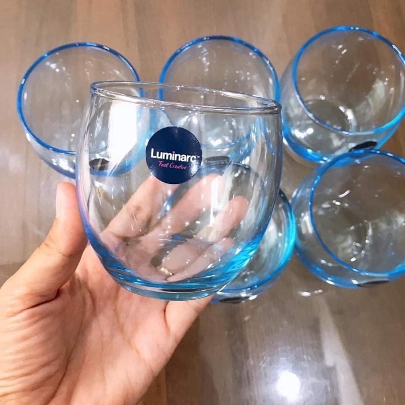 Bộ 6 cốc thuỷ tinh Luminarc xanh cốc ngắn