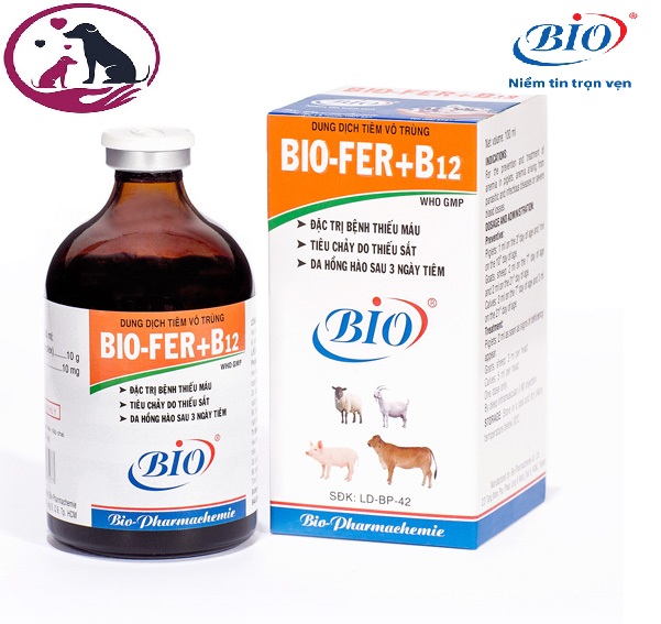 [HCM]BIO-FER+ B12 chai 20ml. Bổ sung Sắt và vitamin chông thiếu máu cho Heo bò