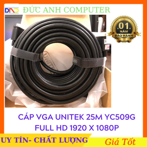 Cáp vga unitek 25m - chính hãng 100%, bảo hành 12 tháng - 1 đổi 1- dây cao cấp hỗ trợ độ phân giải cao lên tới 1920x1080p full hd.