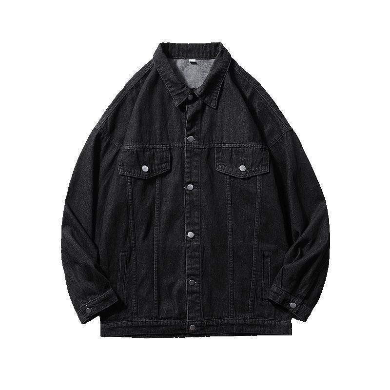 Áo Khoác Jean Nam TM155 ĐEN TRƠN Basic Form Rộng - Áo Khoác Bò Nam Phong Cách Thời Trang - TOMMY JEAN 06