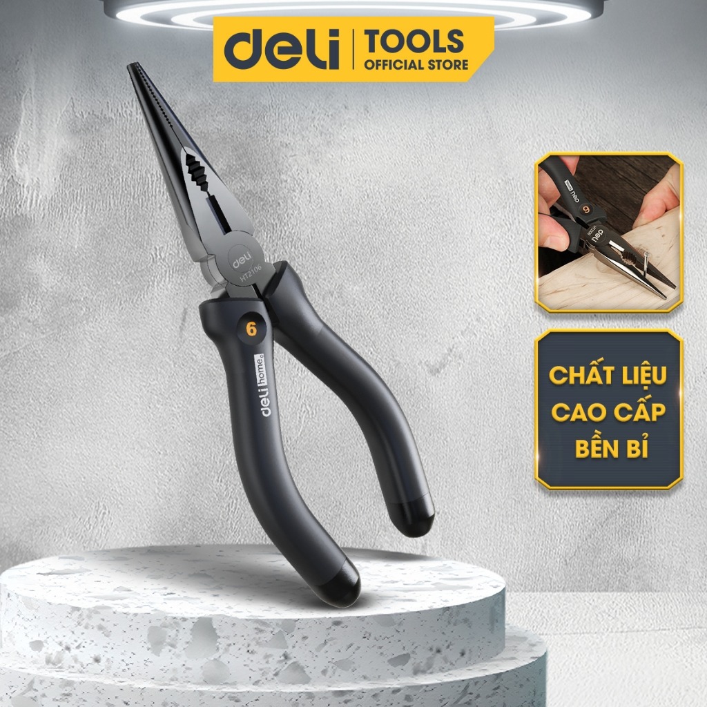 Kìm Mũi Nhọn Đa Năng Chính Hãng DELI - Thiết Kế Tinh Tế Chất Liệu Cao Cấp Bền Bỉ