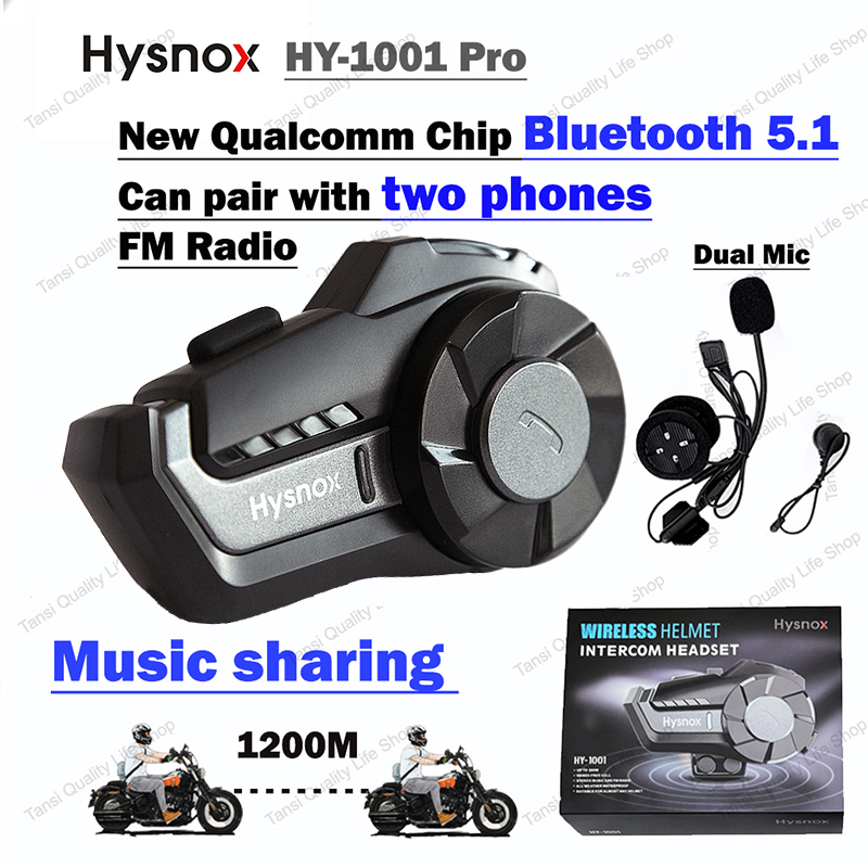 【Authentic】2024 New Hysnox HY-1001 Pro Motorcycle Intercom Helmet Bluetooth 5.1 Music Sharing Headse