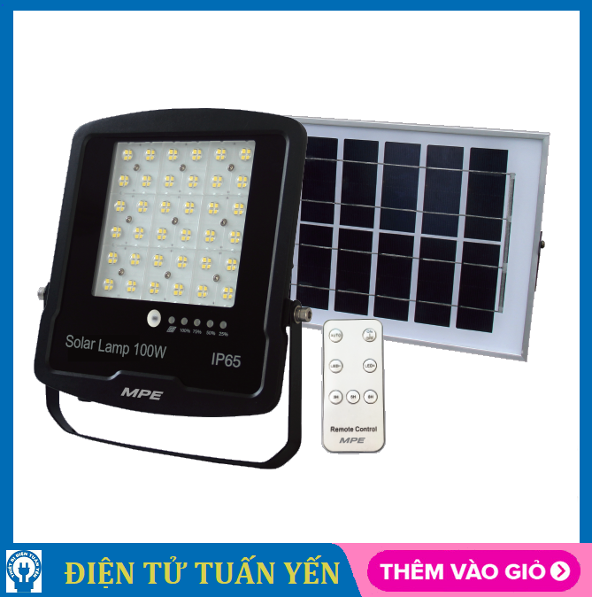 Đèn pha năng lượng MPE SFLD công suất 100W sử dụng năng lượng mặt trời, chống nước cực tốt, có remote điều khiển, ánh sáng trắng - Hàng chính hãng