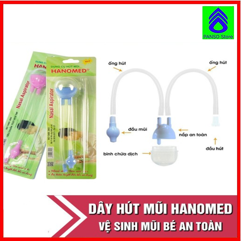 Dụng cụ hút mũi cho bé - máy hút, ống hút mũi dây 2 đầu Hanomed thông minh làm sạch thông thoáng khoang mũi và đường thở, ngăn ngừa, hạn chế viêm họng, ho có đờm hiệu quả an toàn với trẻ sơ sinh - PANSO Store (giao màu ngẫu nhiên