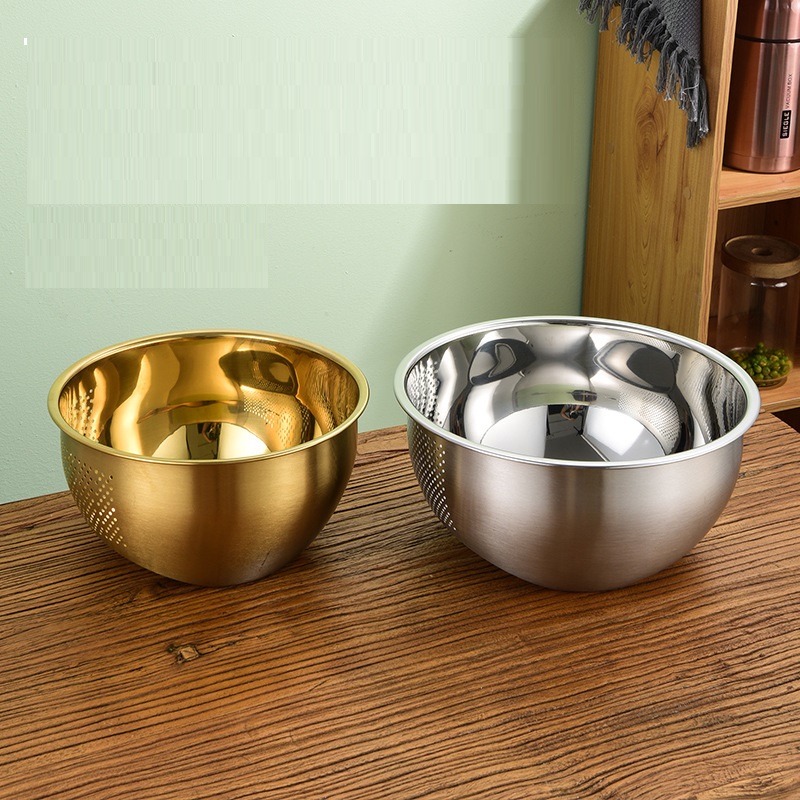 Thau rổ vo gạo inox 304 cao cấp lưu vực lọc sạn rửa trái cây rau củ quả 23cm Đức